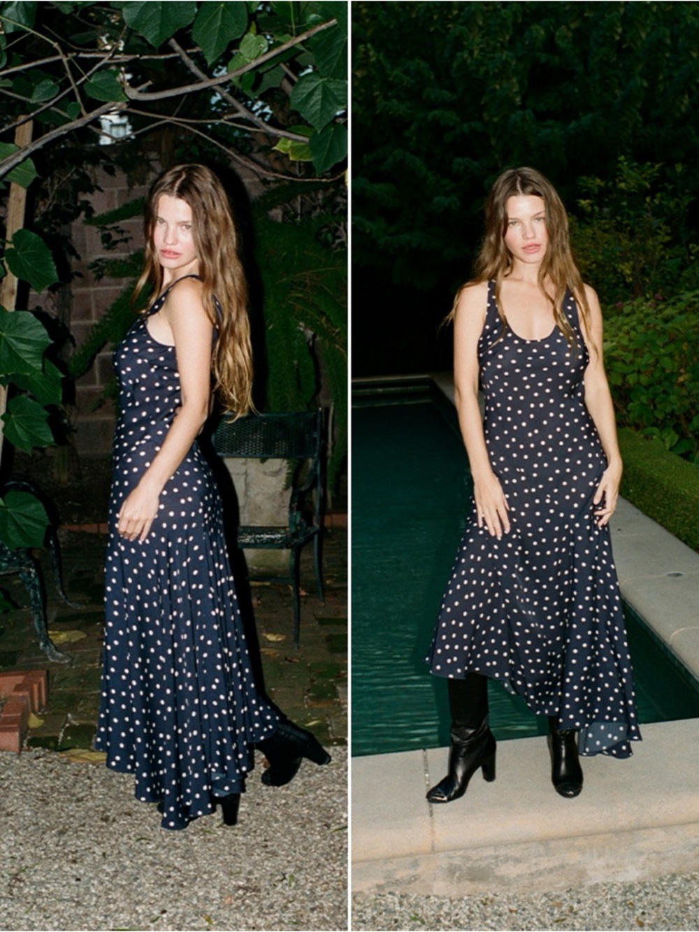Realisation Par Ellery Diana Polka Dot Midi Dress Slip Black White Size L NWT